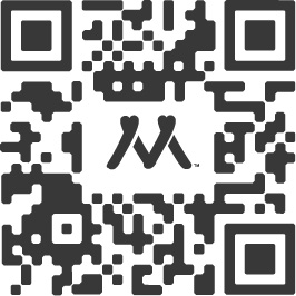 A black and white barcode with a white M on it. Description generated by AI