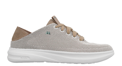 A pair of brown shoes with a white sole. Description generated by AI