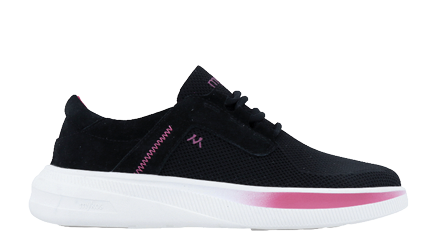 A black and pink shoe with a white sole. Description generated by AI