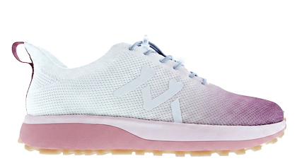 A pair of white and purple shoes. Description generated by AI