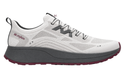 A pair of white shoes with a red sole. Description generated by AI